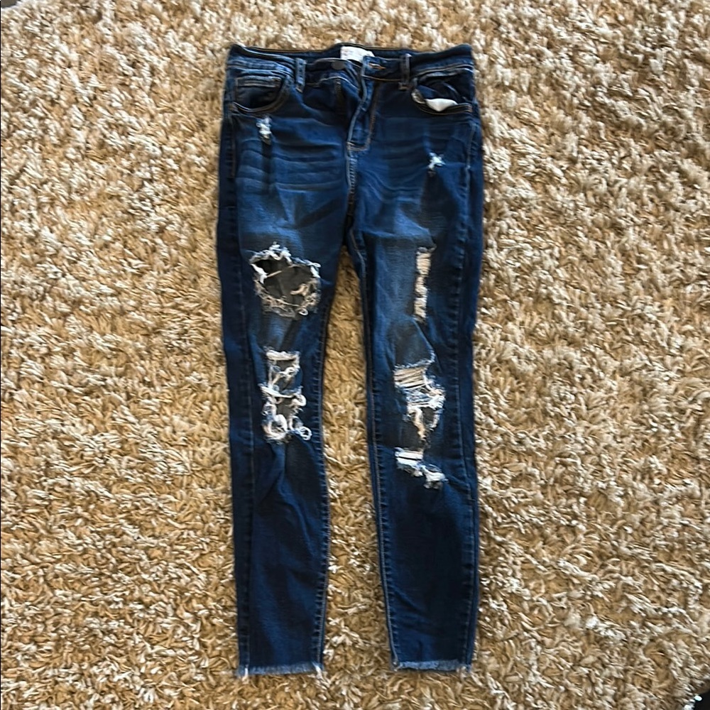 Cello Blue Skinny Distressed Jeans